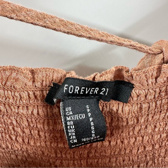 Forever 21 Subtle Plaid Puffed Sleeve Cropped Top - Picture 3 of 4